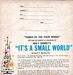 Verso de la pochette (Children's choirs and the Disney Studio Chorus. - It's a small world (Part I & II))