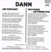 Le dos de la pochette (Dann - Soyons optimistes)