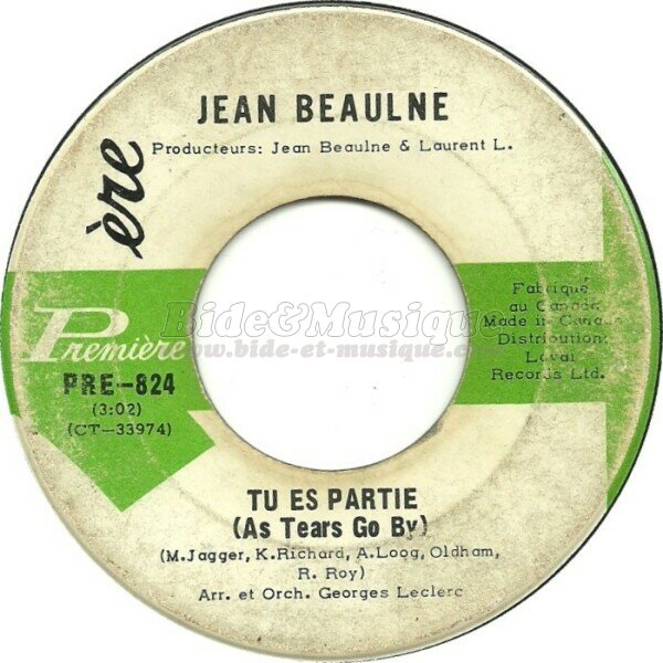 Jean Beaulne - Tu es partie