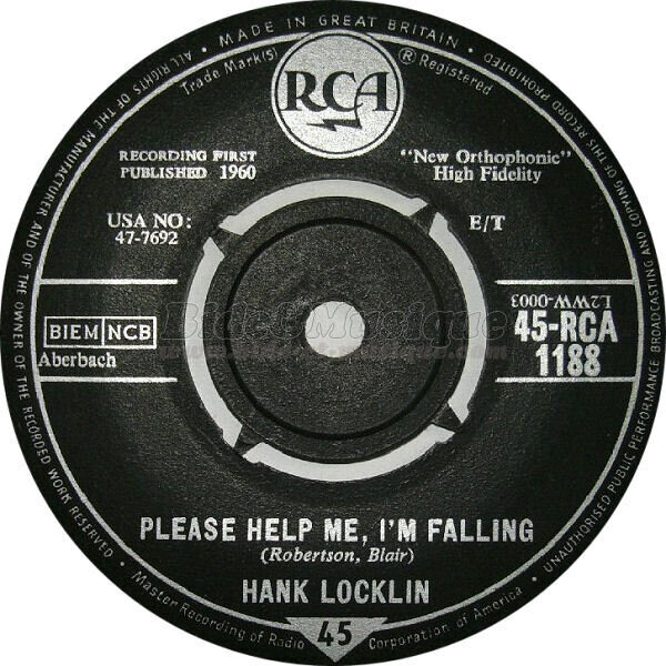 Hank Locklin - Please help me, I'm falling